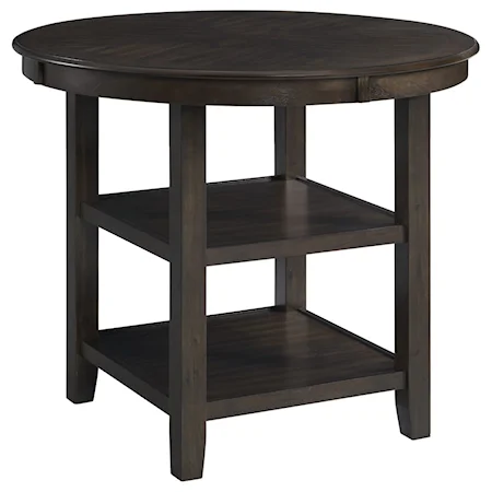 Round Counter Height Dining Table with Shelving