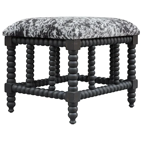 Rancho Faux Cow Hide Small Bench
