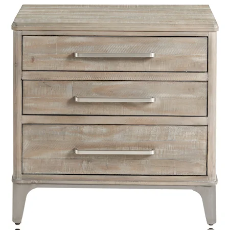 Contemporary Rustic 3-Drawer Nightstand with Built-In USB Chargers