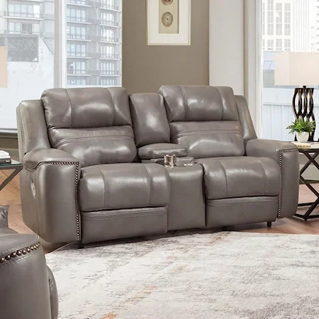 Power Reclining Console Loveseat with USB Port