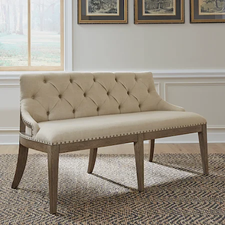 Transitional Upholstered Shelter Dining Bench