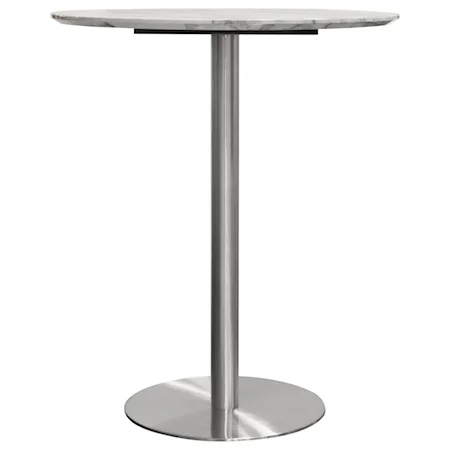 Contemporary 36" Round Bar Height Table with Marble Top