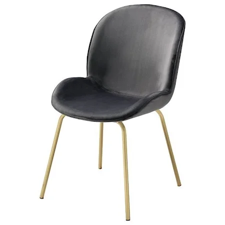 Contemporary Side Chair with Metal Legs (Set of 2)