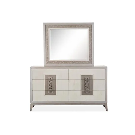 Contemporary Dresser and Mirror Set