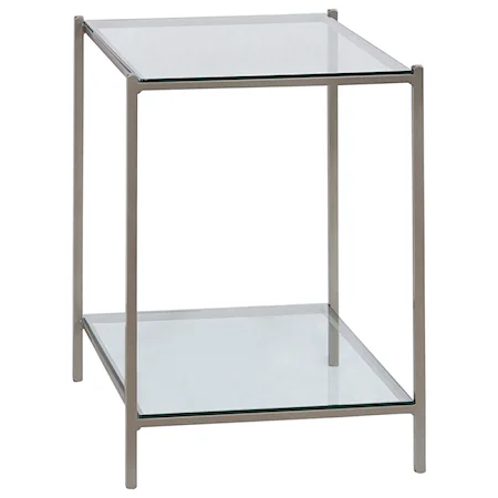 Metal End Table with Tempered Glass
