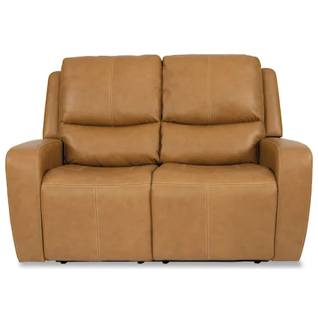 Transitional Power Reclining Loveseat with Power Headrests