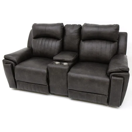 Contemporary Power Headrest Loveseat with Storage Console