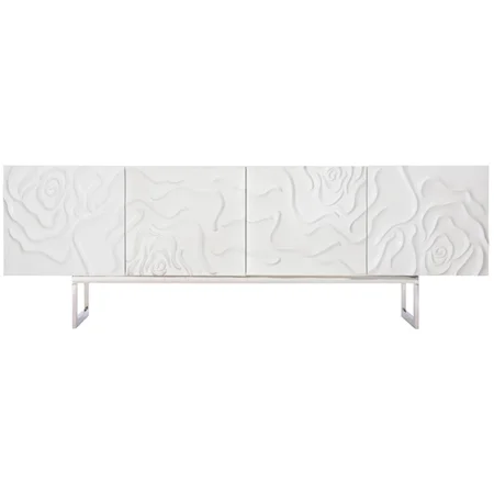 White Credenza with Floral Motif