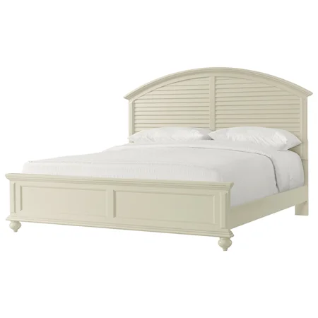 Queen Panel Bed with Arched, Louvered Headboard