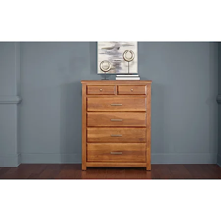 Transitional Solid Wood 6-Drawer Chest with Felt Lined Top Drawers