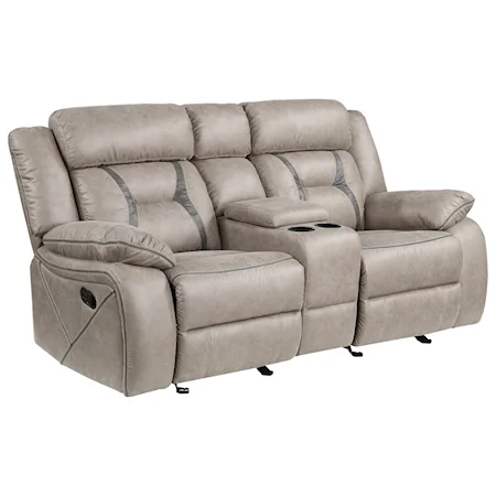 Casual Manual Reclining Glider Loveseat with Console