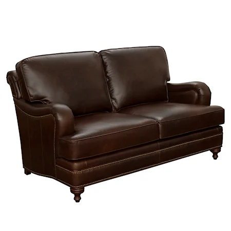 Traditional Leather Loveseat with Nailheads