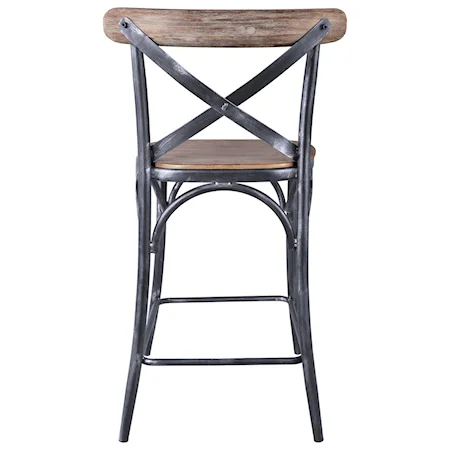 Industrial 26" Counter Height Barstool in Industrial Grey with Pine Wood
