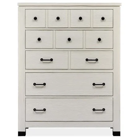 Farmhouse Industrial Chest of Drawers with Felt-Lined Top Drawer