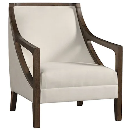 Transitional Accent Chair with Brown Frame
