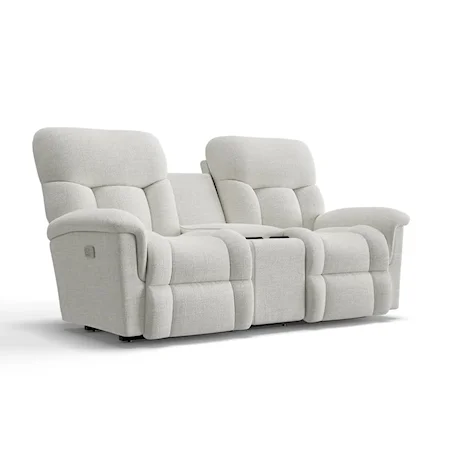 Casual Power Wall Saver Reclining Console Loveseat with Headrests, Lumbar, USB Ports