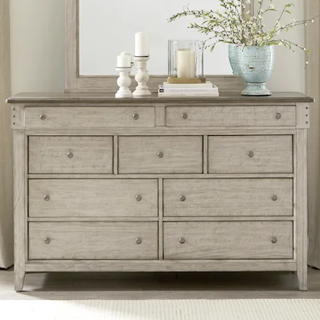 Relaxed Vintage 9-Drawer Dresser 