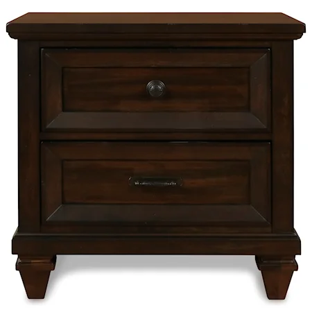 Traditional 2-Drawer Nightstand with USB Ports