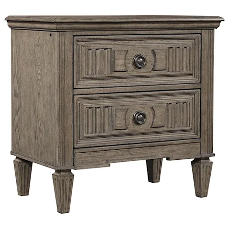 Traditional 2 Drawer Nightstand with AC Outlets