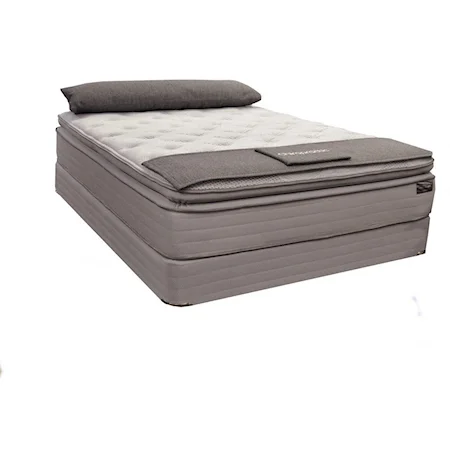 Full Pillow Top Pocketed Coil Mattress and Wood Foundation