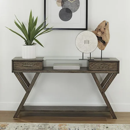 Modern 2-Drawer Sofa Table with Shelf