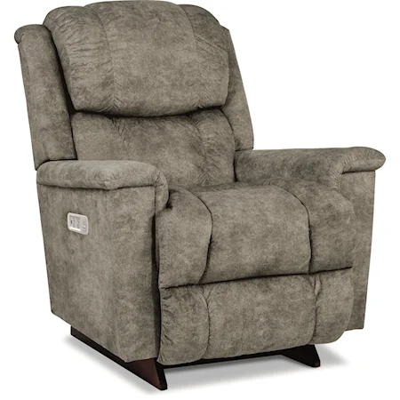 Casual Power Rocking Recliner with Power Headrest, Lumbar, and USB Port