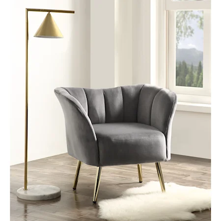 Contemporary Accent Chair with Gray Velvet