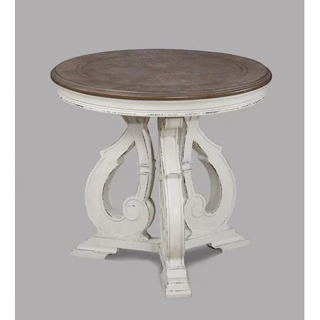 Vintage Style Two-Tone Round End Table
