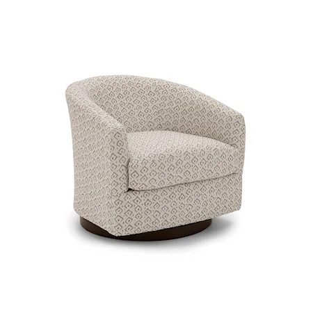Contemporary Swivel Barrel Chair with Wood Base