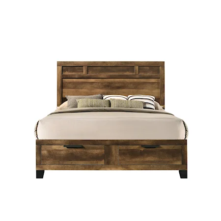 Rustic Queen Bed with Storage Drawers