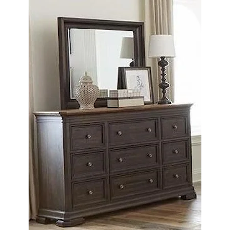 Traditional 9-Drawer Dresser and Mirror Set