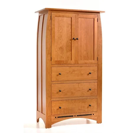 Transitional 3-Drawer Bedroom Armoire in Autumn Wheat Finish