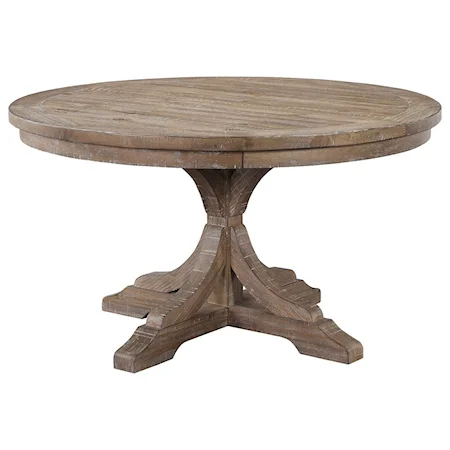 Cottage Style Round Dining Table with Pedestal Base