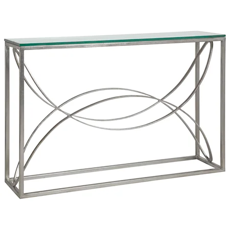 Ellipse Contemporary Console Table with Glass Top