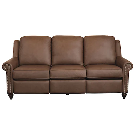 Customizable Power Reclining Sofa with Panel Arms and Turned Feet