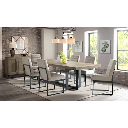 Rustic 7-Piece Table and Chair Set with Self-Storing Leaf