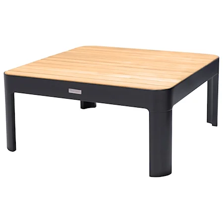 Contemporary Outdoor Square Coffee Table with Natural Teak Wood Top