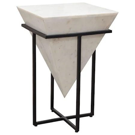 Contemporary Small Marble Pyramid Accent Table