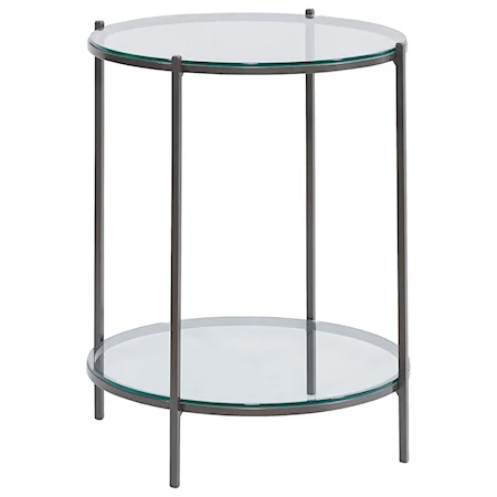 Metal Round End Table with Tempered Glass