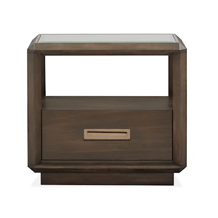 Rustic Contemporary 1-Drawer Nightstand with Glass Top