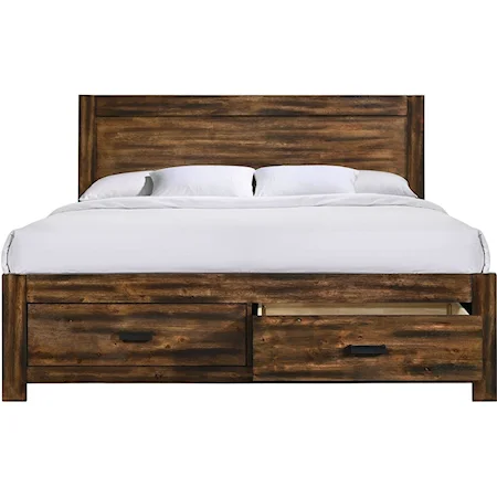 Queen Bed with 2 Storage Drawers