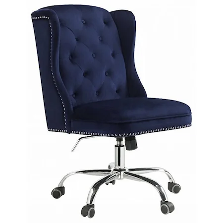 Transitional Adjustable Office Chair with Nailhead Trim