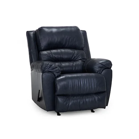 Casual Rocker Recliner with Pillow Armrests