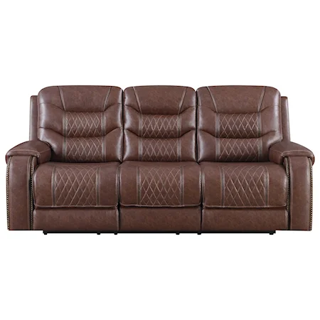 Transitional Quilted Power Reclining Sofa with USB Ports and Power Headrests