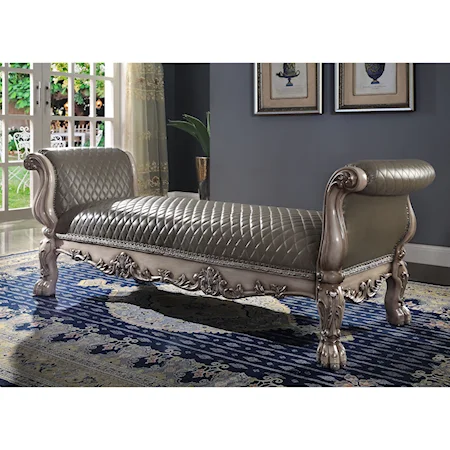 Traditional Faux Leather Bench