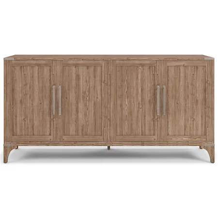 Credenza with 4 Doors and Light Oak Finish