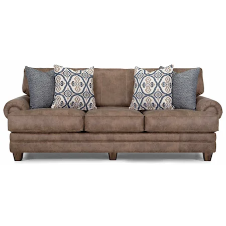 Transitional Sofa with Rolled Arms