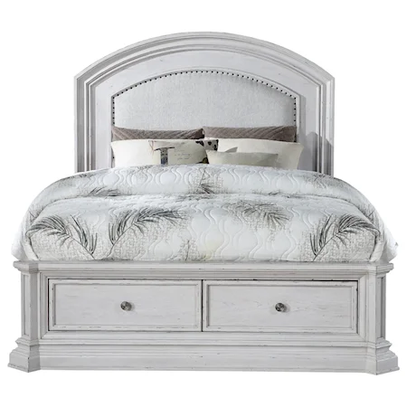 Cottage Upholstered Queen Bed with Storage