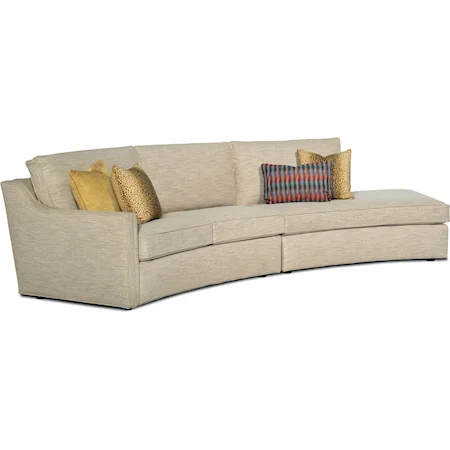 Transitional 2-Piece Curved Sectional Sofa with RAF Bumper Chaise