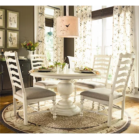 Round Dining Table w/ 4 Ladder Back Side Chairs
